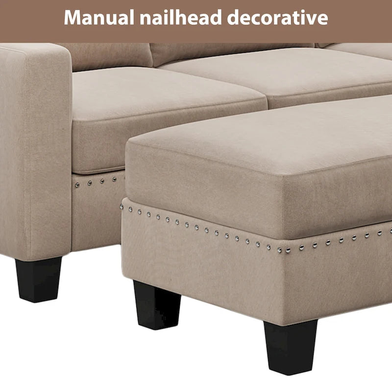 [New]81 Reversible Sectional Couch with Storage Chaise L-Shaped Sofa for Apartment Sectional Set ,Sectional Sofa with Ottoman,N