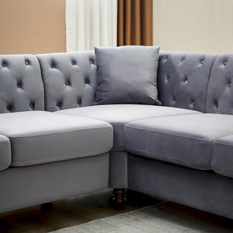 Divano angolare di grandi dimensioni da 212 cm, Divano Sezionale a L, Divani angolari a 5 posti con 3 cuscini per Soggiorno, Camera da letto, Appartamento