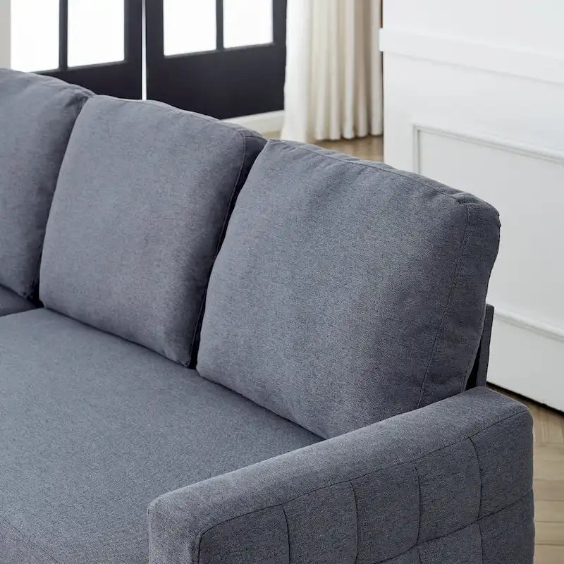 FX 78.8 Reversible Sleeper Combo Sofa with Pullout Bed, Comfortable Linen L-Shaped Combo Sofa Sofa Bed, Living Room Furniture S