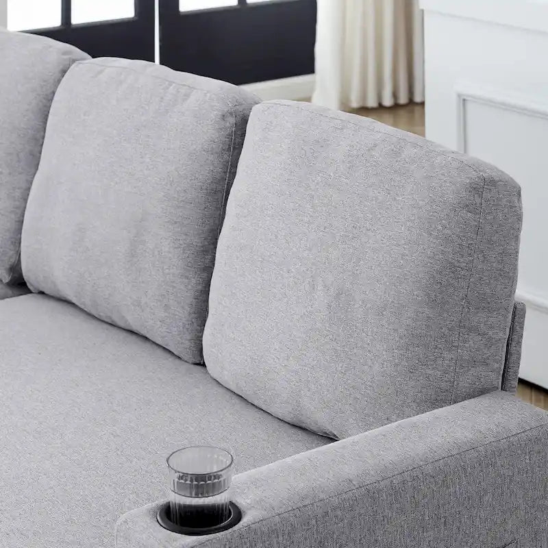 FX 78.8 Reversible Sleeper Combo Sofa with Pullout Bed, Comfortable Linen L-Shaped Combo Sofa Sofa Bed, Living Room Furniture S