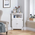 UTEX Corner Free Storage Cabinet, Bathroom Floor Corner Cabinet with Doors and Shelves for Bathroom, Kitchen, Living Room, White