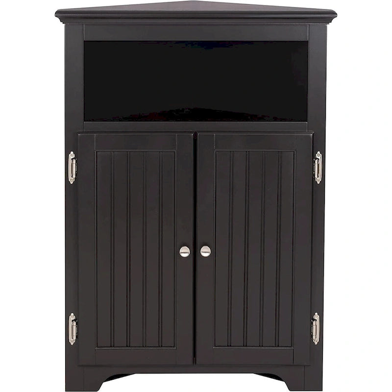 UTEX Corner Free Storage Cabinet, Bathroom Floor Corner Cabinet with Doors and Shelves for Bathroom, Kitchen, Living Room, White