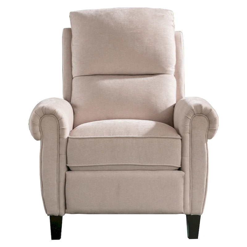 Chenille Upholstered Push Back Recliner with Solid Footrest