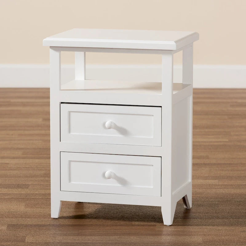 Baxton Studio Karsen Modern and Contemporary White Finished Wood 2-Drawer End Table