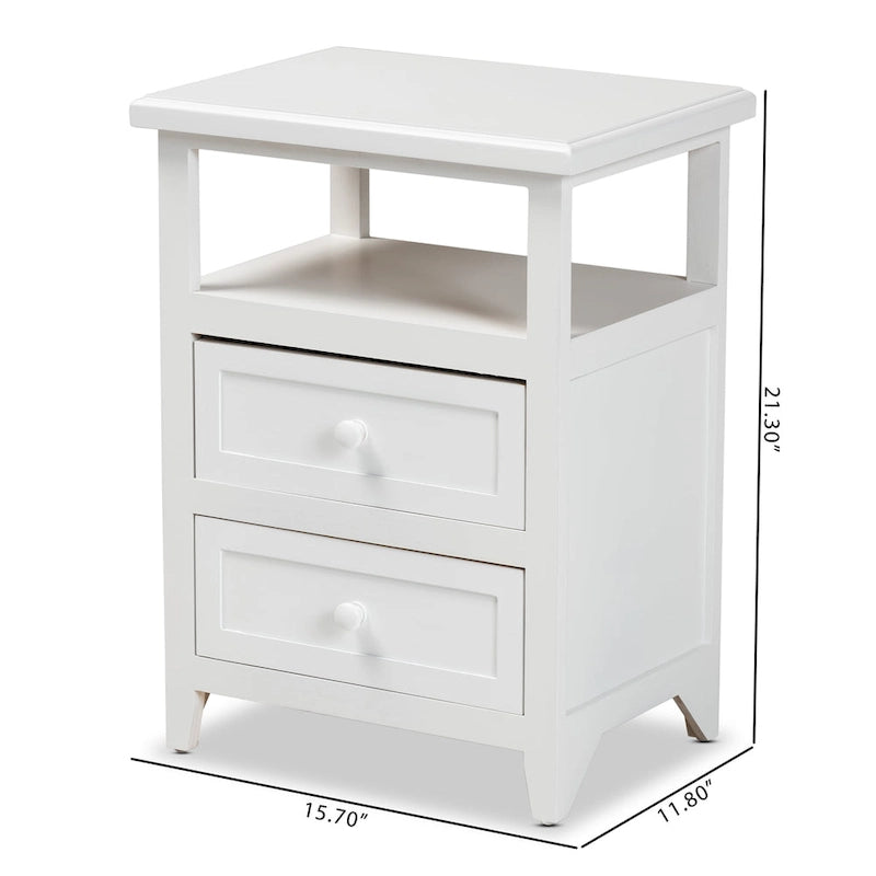 Baxton Studio Karsen Modern and Contemporary White Finished Wood 2-Drawer End Table