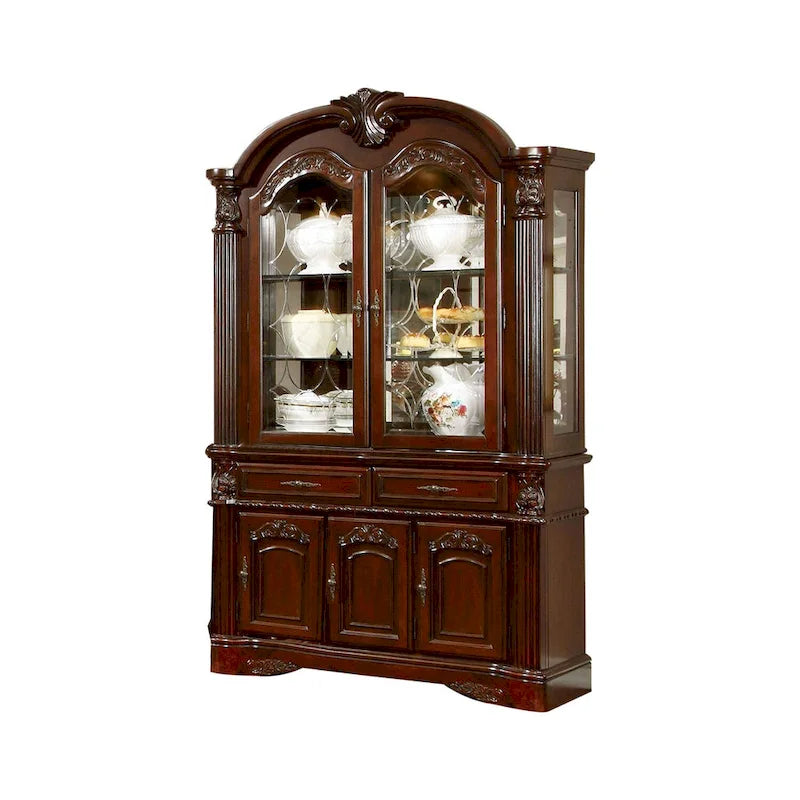 Dining Room Hutch and Buffet in Brown Cherry Finish