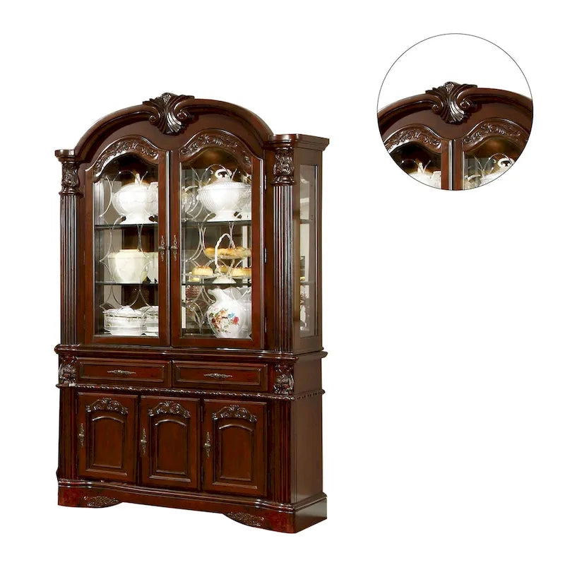 Dining Room Hutch and Buffet in Brown Cherry Finish
