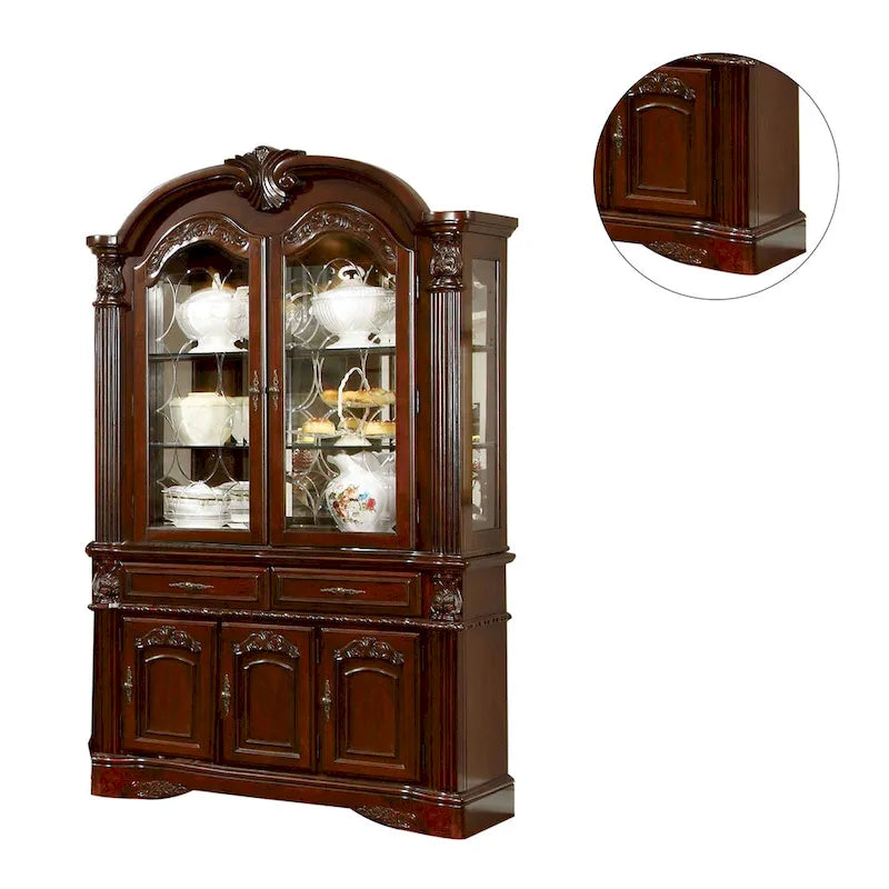 Dining Room Hutch and Buffet in Brown Cherry Finish