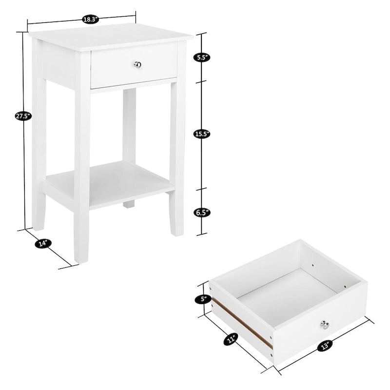 Comodino moderno e semplice con cassetto