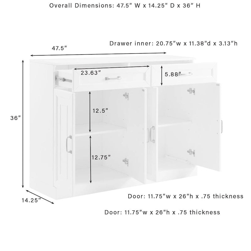 Set Credenza e Dispensa 3 pezzi Stanton di Crosley - 14,5x95x78