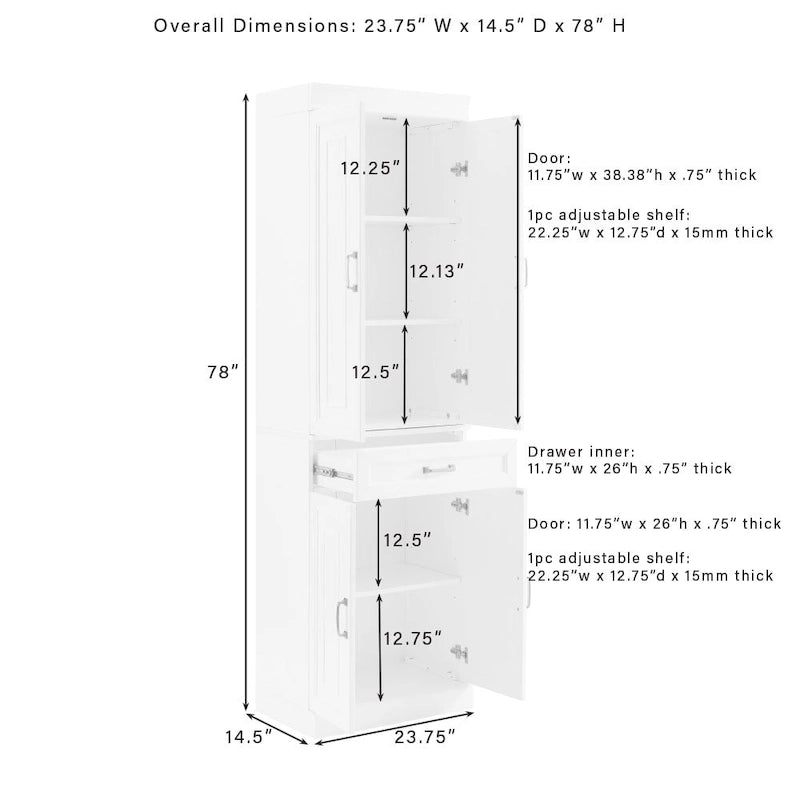 Set Credenza e Dispensa 3 pezzi Stanton di Crosley - 14,5x95x78
