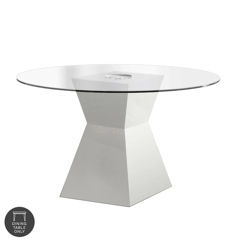 Tavolo da pranzo Furniture of America Hann contemporaneo bianco con piano in vetro da 45 pollici