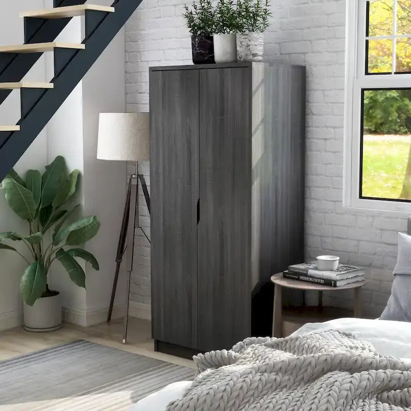Furniture of America Vidal Modern Wardrobe Armoire with 2-door