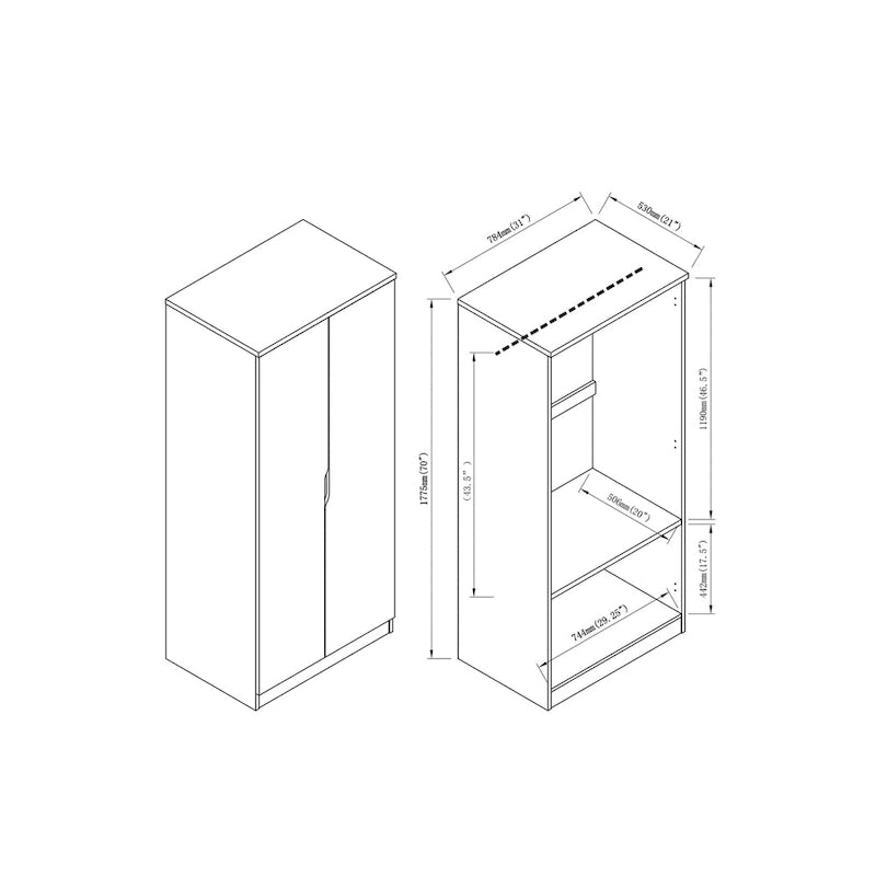 Furniture of America Vidal Modern Wardrobe Armoire with 2-door