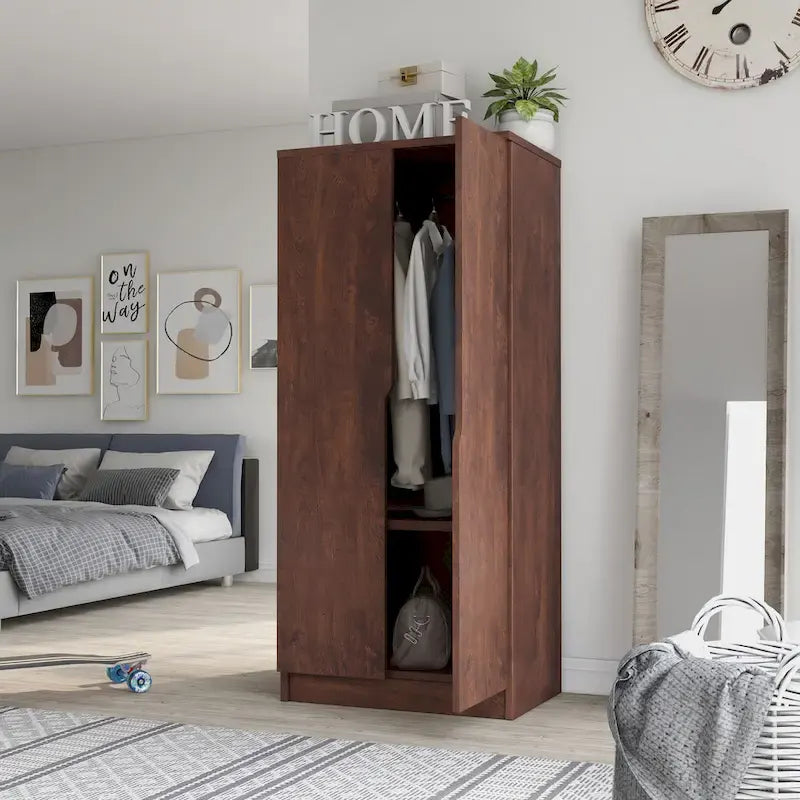 Furniture of America Vidal Modern Wardrobe Armoire with 2-door