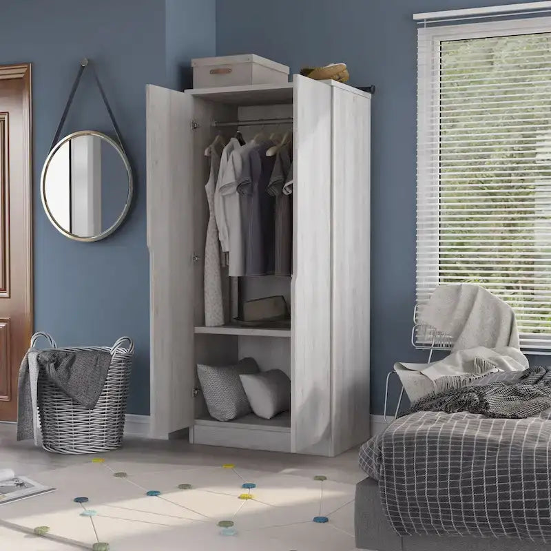 Furniture of America Vidal Modern Wardrobe Armoire with 2-door