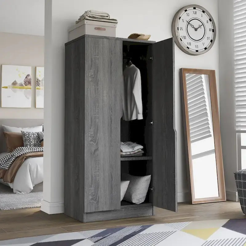 Furniture of America Vidal Modern Wardrobe Armoire with 2-door