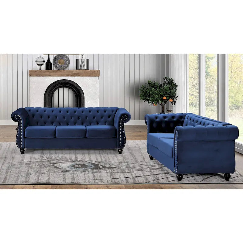 Kemos Velvet Chesterfield 2-piece Living Room Set