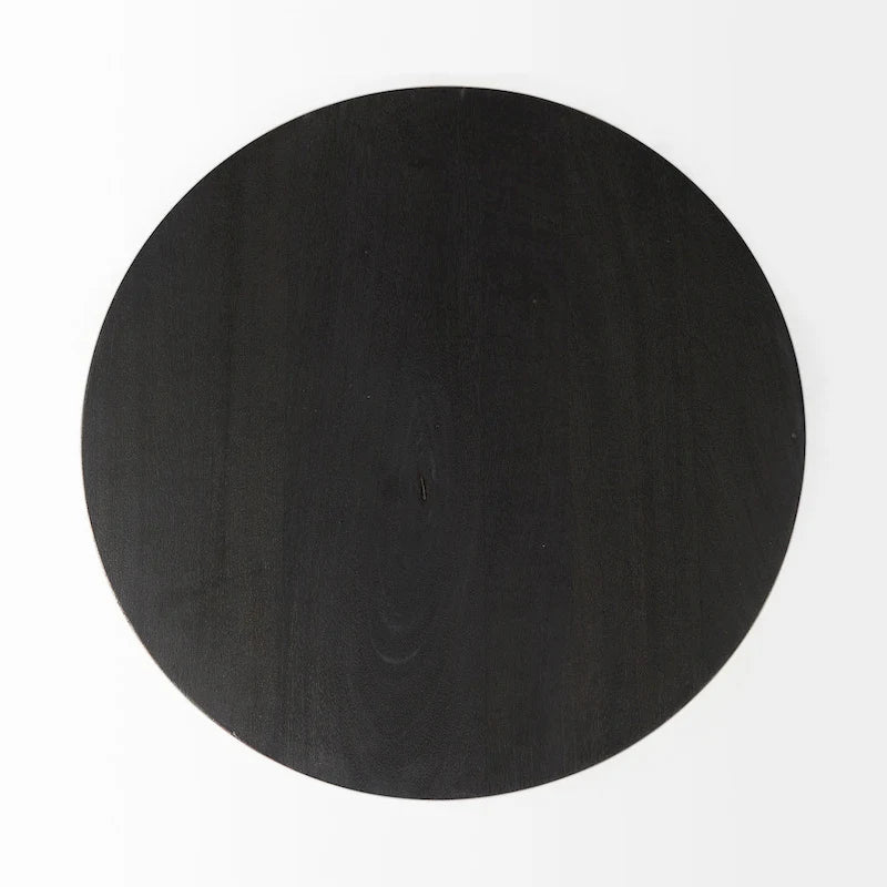 Maxwell Dark Brown Wood w/Black Metal Pedestal Round Side Table