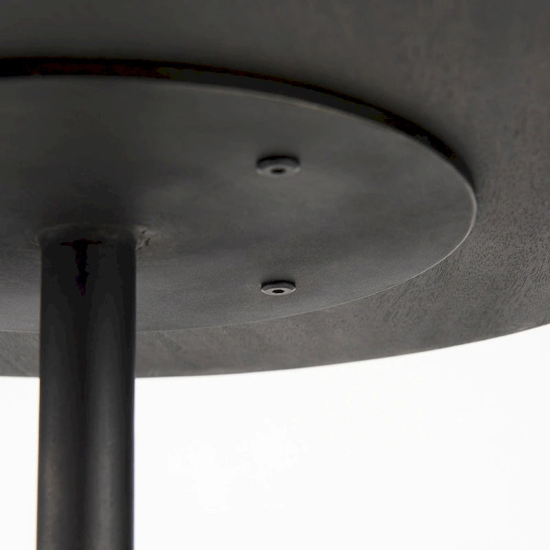 Maxwell Dark Brown Wood w/Black Metal Pedestal Round Side Table