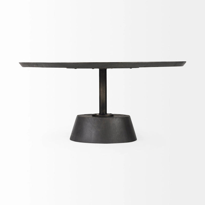 Maxwell Dark Brown Wood w/Black Metal Pedestal Round Side Table