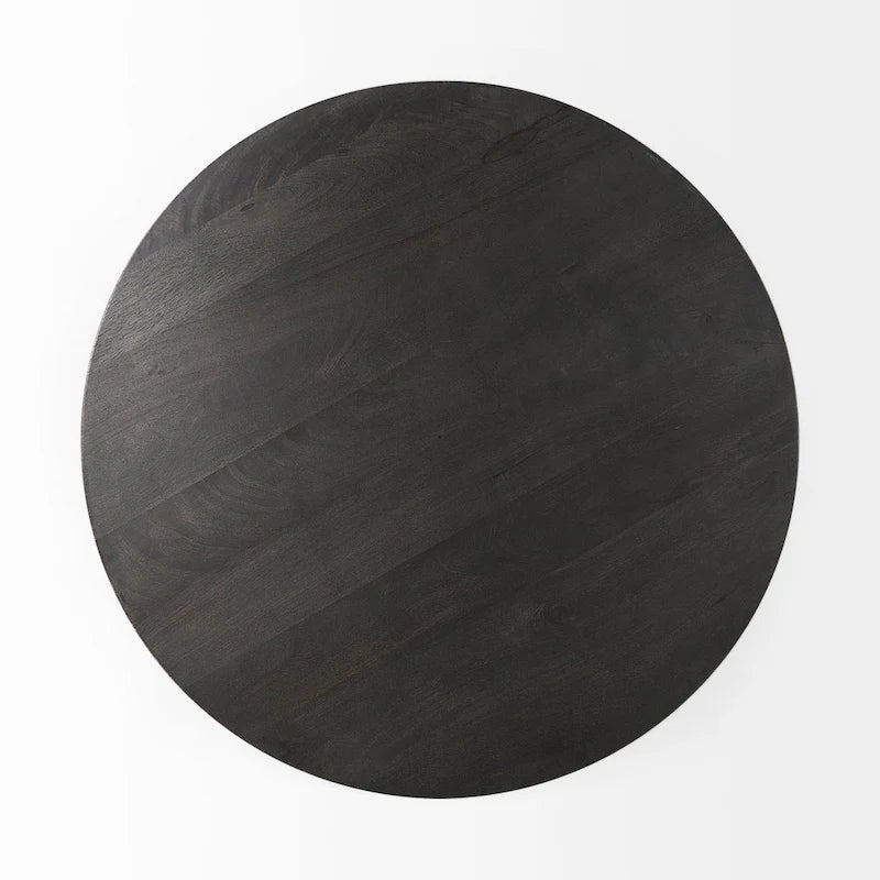 Maxwell Dark Brown Wood w/Black Metal Pedestal Round Side Table