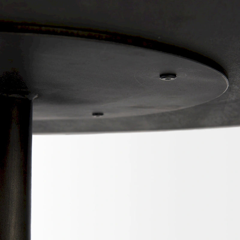 Maxwell Dark Brown Wood w/Black Metal Pedestal Round Side Table