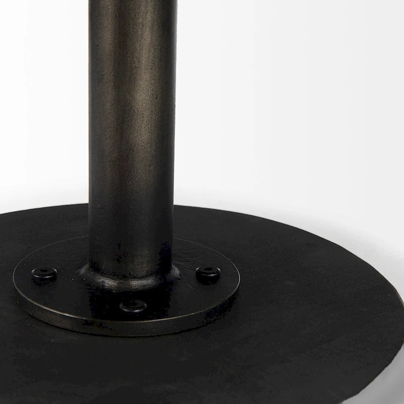 Maxwell Dark Brown Wood w/Black Metal Pedestal Round Side Table