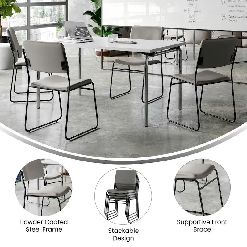 5 Pack 500 lb. Capacity High Density Stacking Chair - 23D x 18.75W x 32.25H