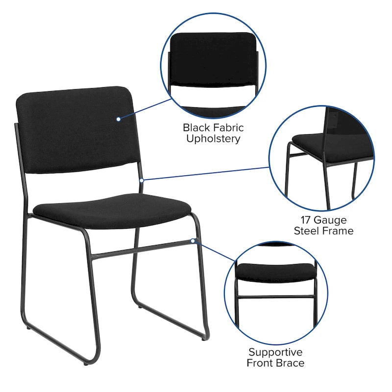 5 Pack 500 lb. Capacity High Density Stacking Chair - 23D x 18.75W x 32.25H
