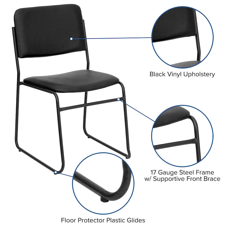 5 Pack 500 lb. Capacity High Density Stacking Chair - 23D x 18.75W x 32.25H