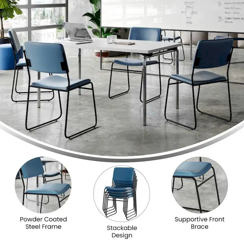 5 Pack 500 lb. Capacity High Density Stacking Chair - 23D x 18.75W x 32.25H