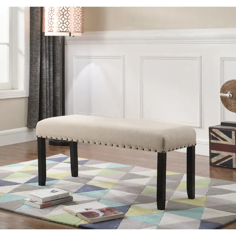 Panca da pranzo in tessuto Biony di Roundhill Furniture con finiture borchiate