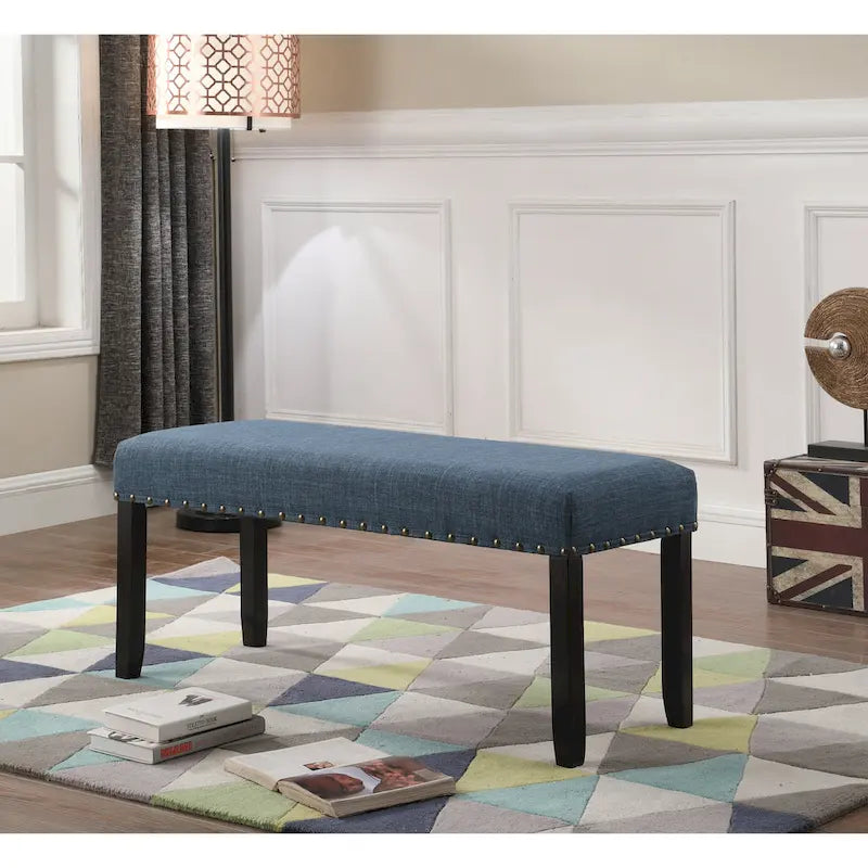 Panca da pranzo in tessuto Biony di Roundhill Furniture con finiture borchiate