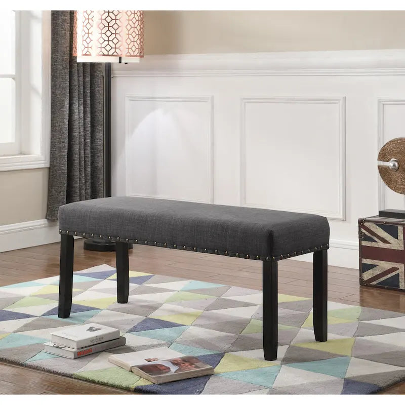 Panca da pranzo in tessuto Biony di Roundhill Furniture con finiture borchiate