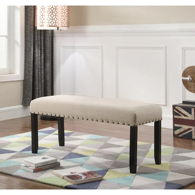 Panca da pranzo in tessuto Biony di Roundhill Furniture con finiture borchiate