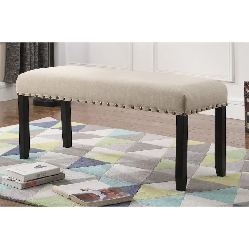 Panca da pranzo in tessuto Biony di Roundhill Furniture con finiture borchiate