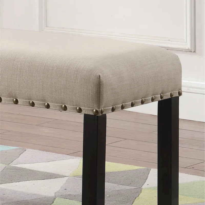 Panca da pranzo in tessuto Biony di Roundhill Furniture con finiture borchiate