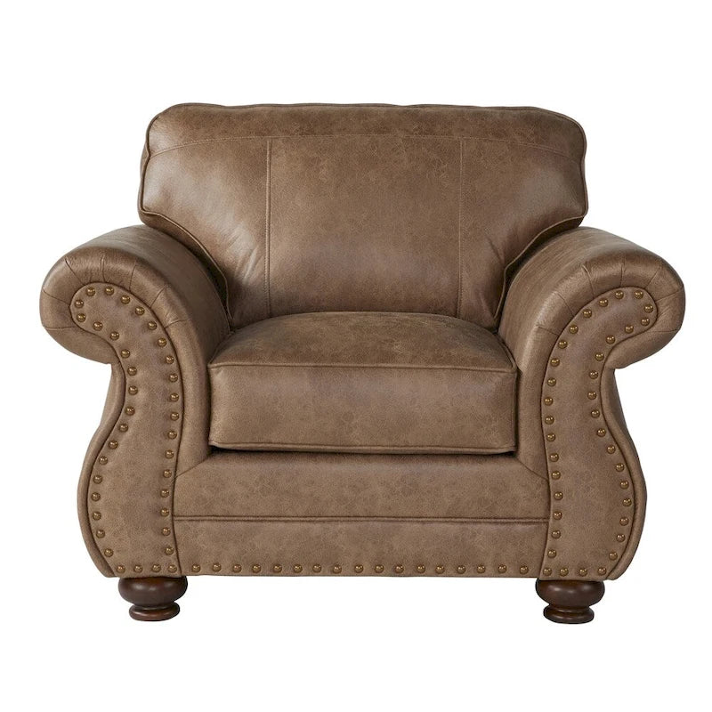 Poltrona e Pouf in Tessuto Leinster Roundhill Furniture, color Zenzero Jetson