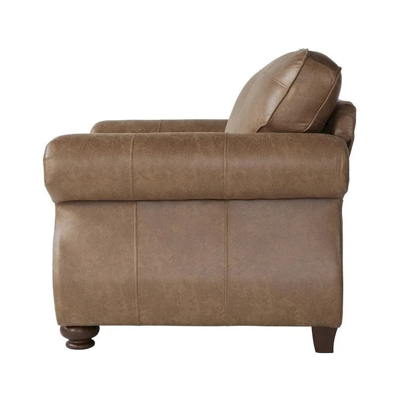 Poltrona e Pouf in Tessuto Leinster Roundhill Furniture, color Zenzero Jetson