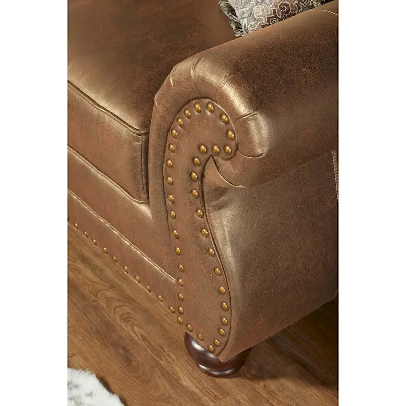 Poltrona e Pouf in Tessuto Leinster Roundhill Furniture, color Zenzero Jetson