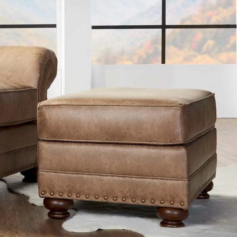 Poltrona e Pouf in Tessuto Leinster Roundhill Furniture, color Zenzero Jetson