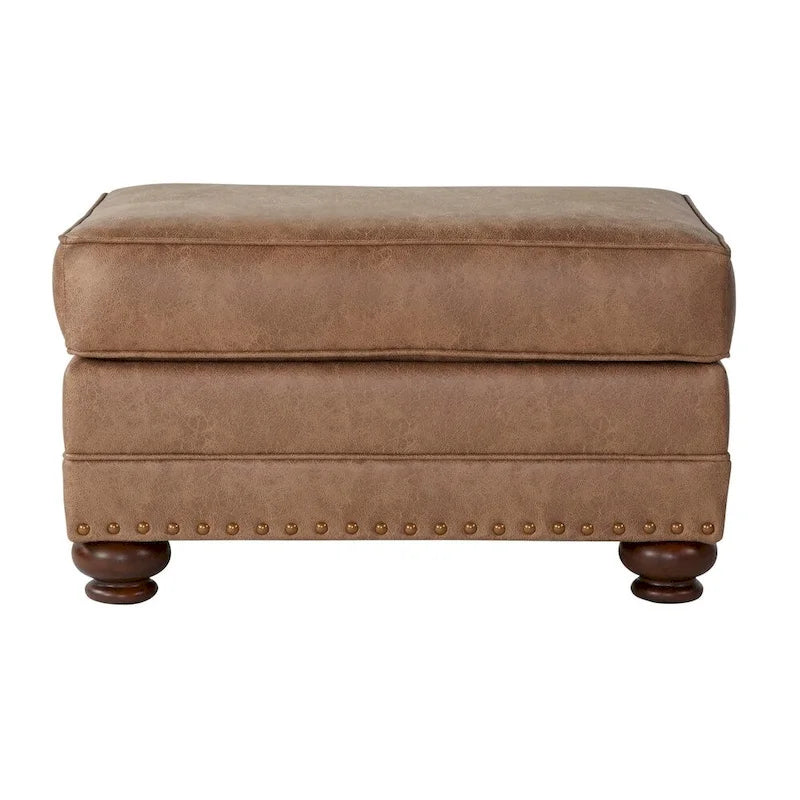 Poltrona e Pouf in Tessuto Leinster Roundhill Furniture, color Zenzero Jetson