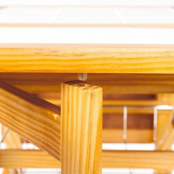 Carrello da cucina pieghevole in legno con 2 cestelli e 1 cassetto
