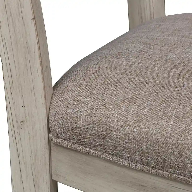 Sedia laterale imbottita con schienale a scala in bianco anticato "Farmhouse Reimagined" (set da 2)