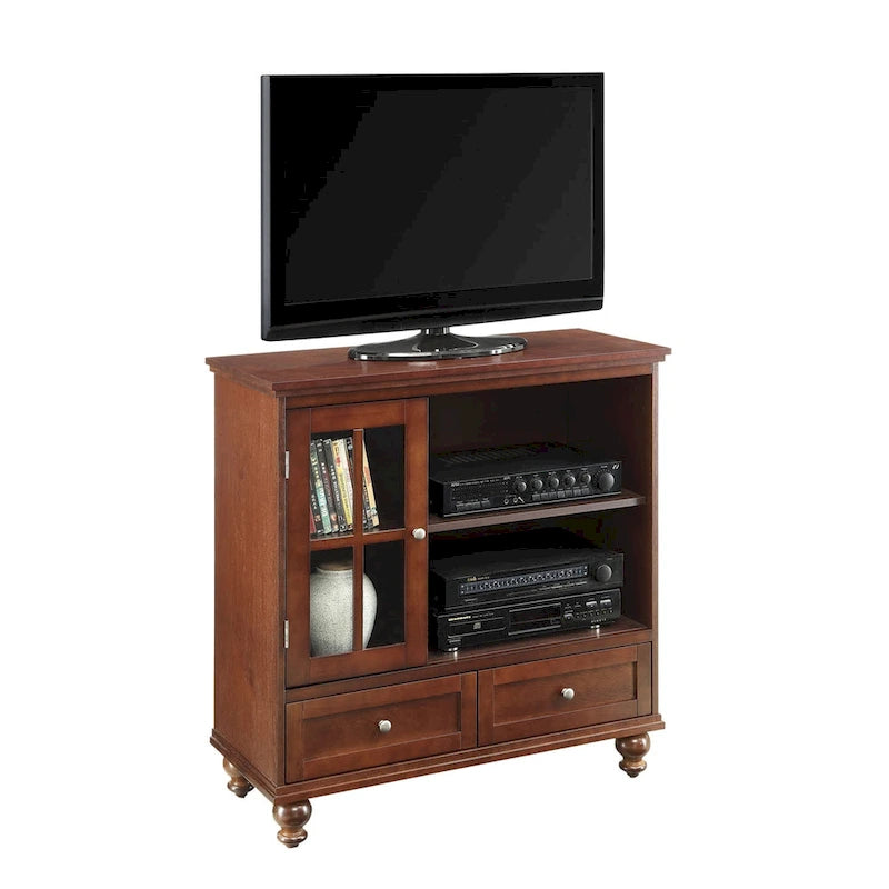Convenience Concepts Tahoe Highboy 40 2 Drawer TV Stand with Storage Cabinet and Shelves
