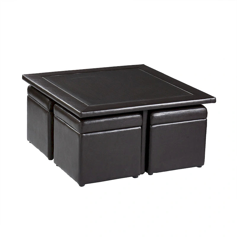 SEI Furniture Crestfield Set Tavolino da Caffè/Contenitore Ottomano Marrone Scuro