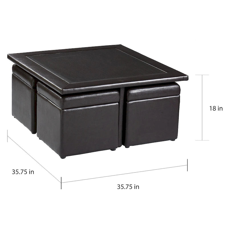 SEI Furniture Crestfield Set Tavolino da Caffè/Contenitore Ottomano Marrone Scuro