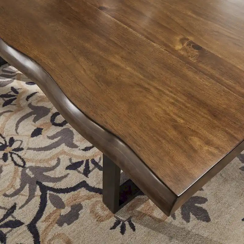 Tavolo da pranzo con base a slitta in legno e metallo Live Edge Banyan di iNSPIRE Q Artisan