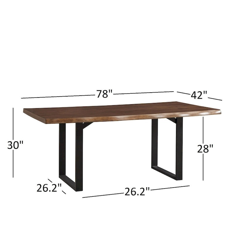 Tavolo da pranzo con base a slitta in legno e metallo Live Edge Banyan di iNSPIRE Q Artisan